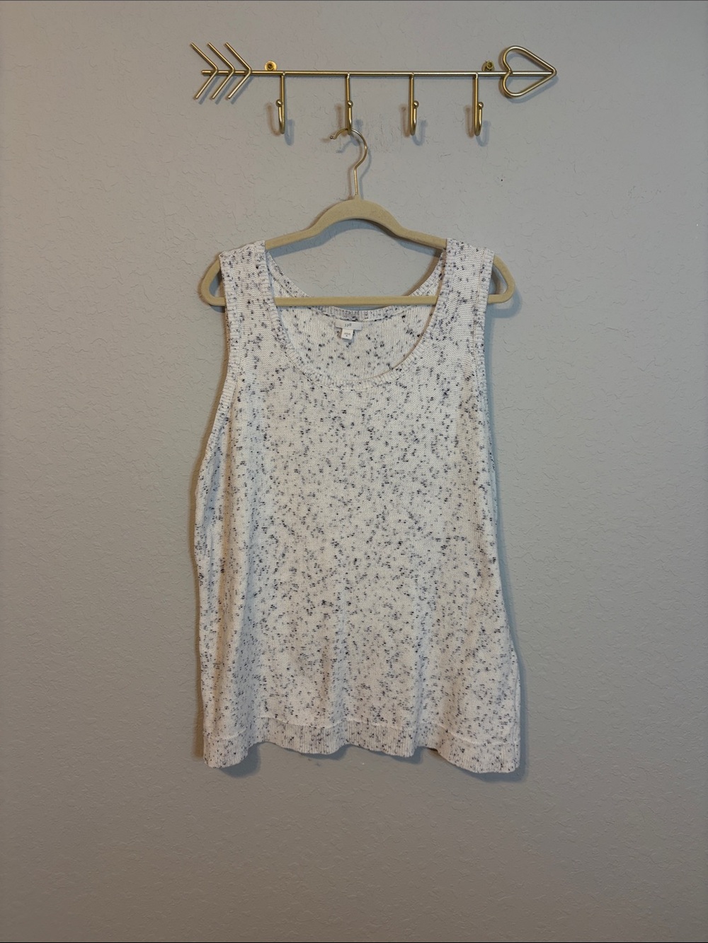 J. Jill White Speckled Scoop Neck Tank XL